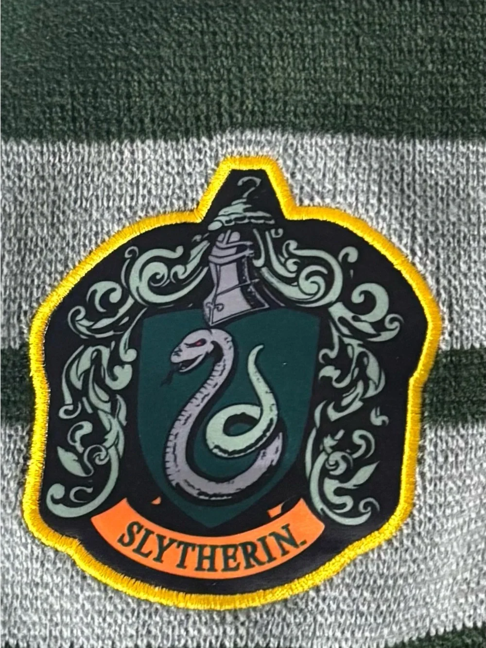 Harry Potter Slytherin scarf culturefly green gray striped fringe adult one size